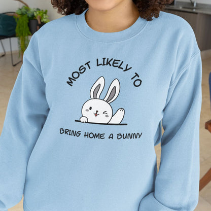 Tokihut Unisex Bring Home A Bunny Crewneck Sweatshirt