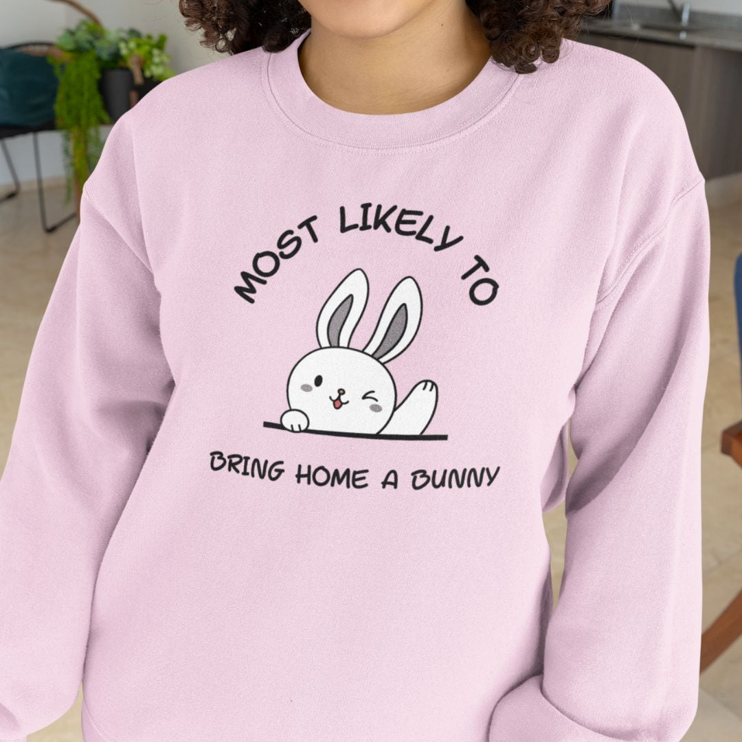 Tokihut Unisex Bring Home A Bunny Crewneck Sweatshirt