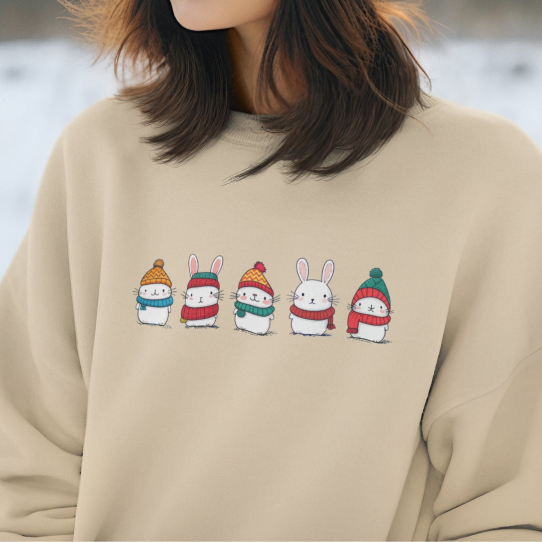 Tokihut Unisex Winter Bunny Theme Crewneck Sweater