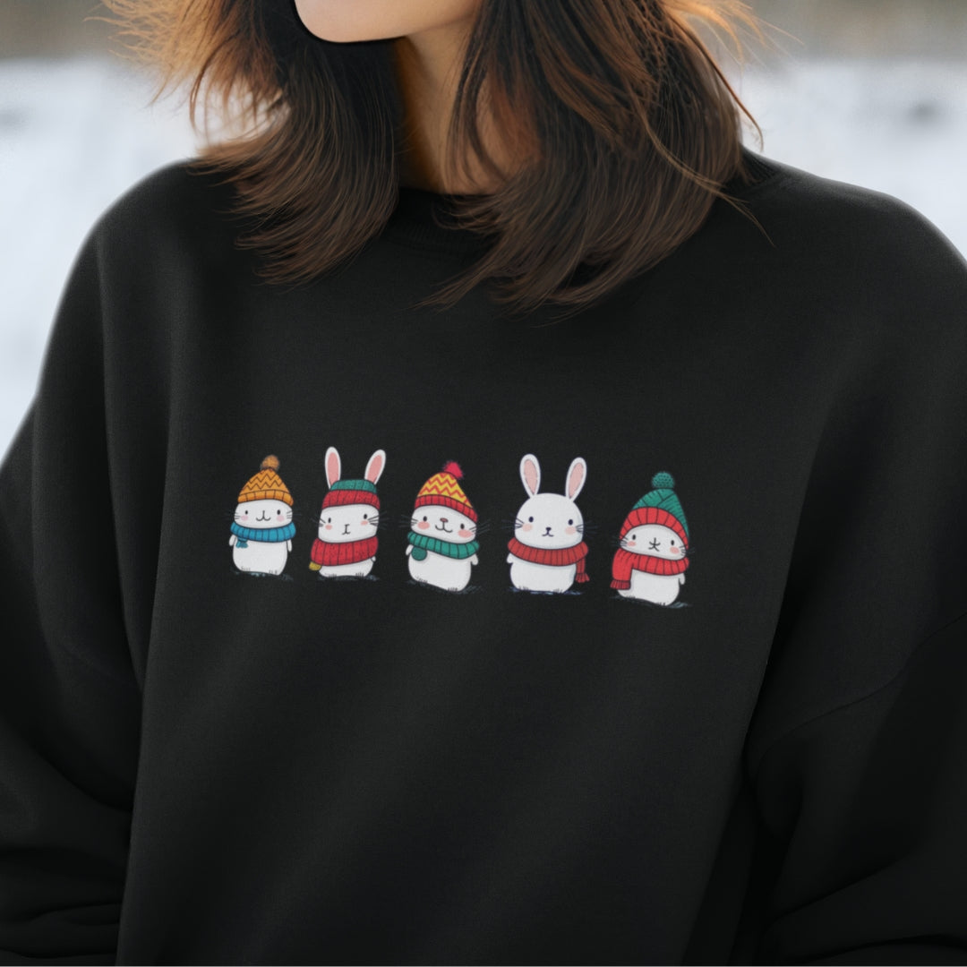 Tokihut Unisex Winter Bunny Theme Crewneck Sweater