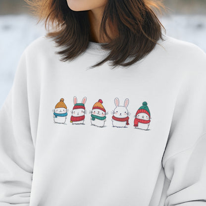 Tokihut Unisex Winter Bunny Theme Crewneck Sweater
