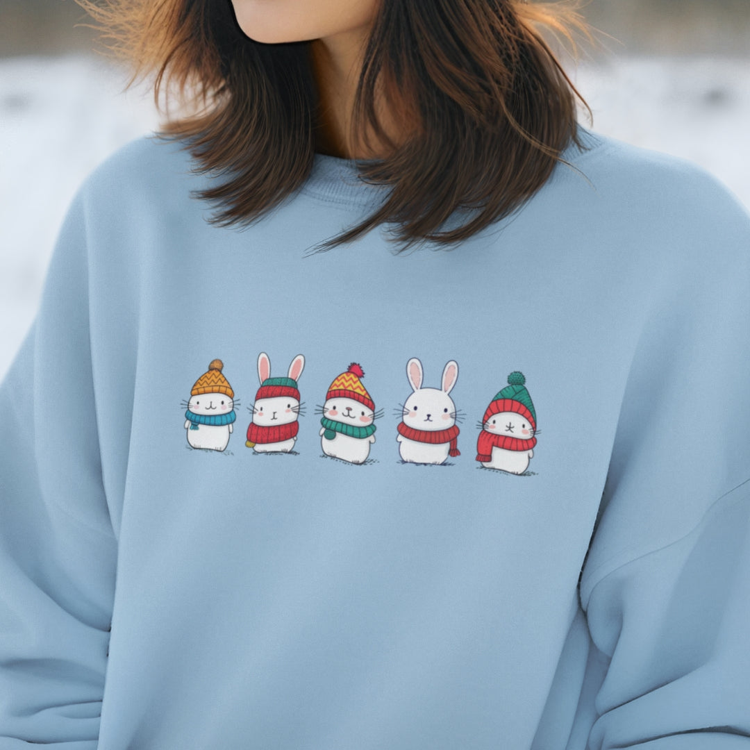 Tokihut Unisex Winter Bunny Theme Crewneck Sweater