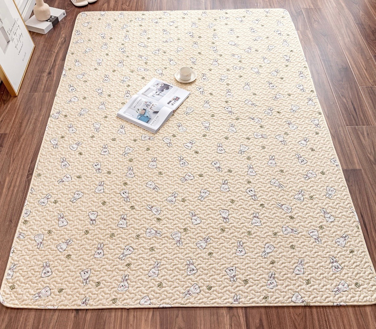 Tokihut Washable Bunny Rabbit Playpen Floor Mat Carpet