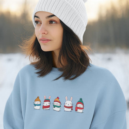 Tokihut Unisex Winter Bunny Theme Crewneck Sweater