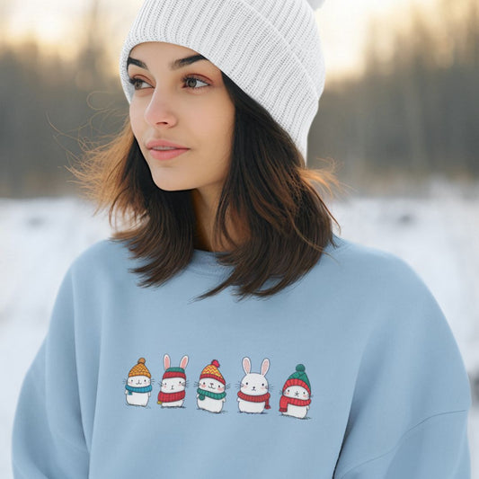 Tokihut Unisex Winter Bunny Theme Crewneck Sweater